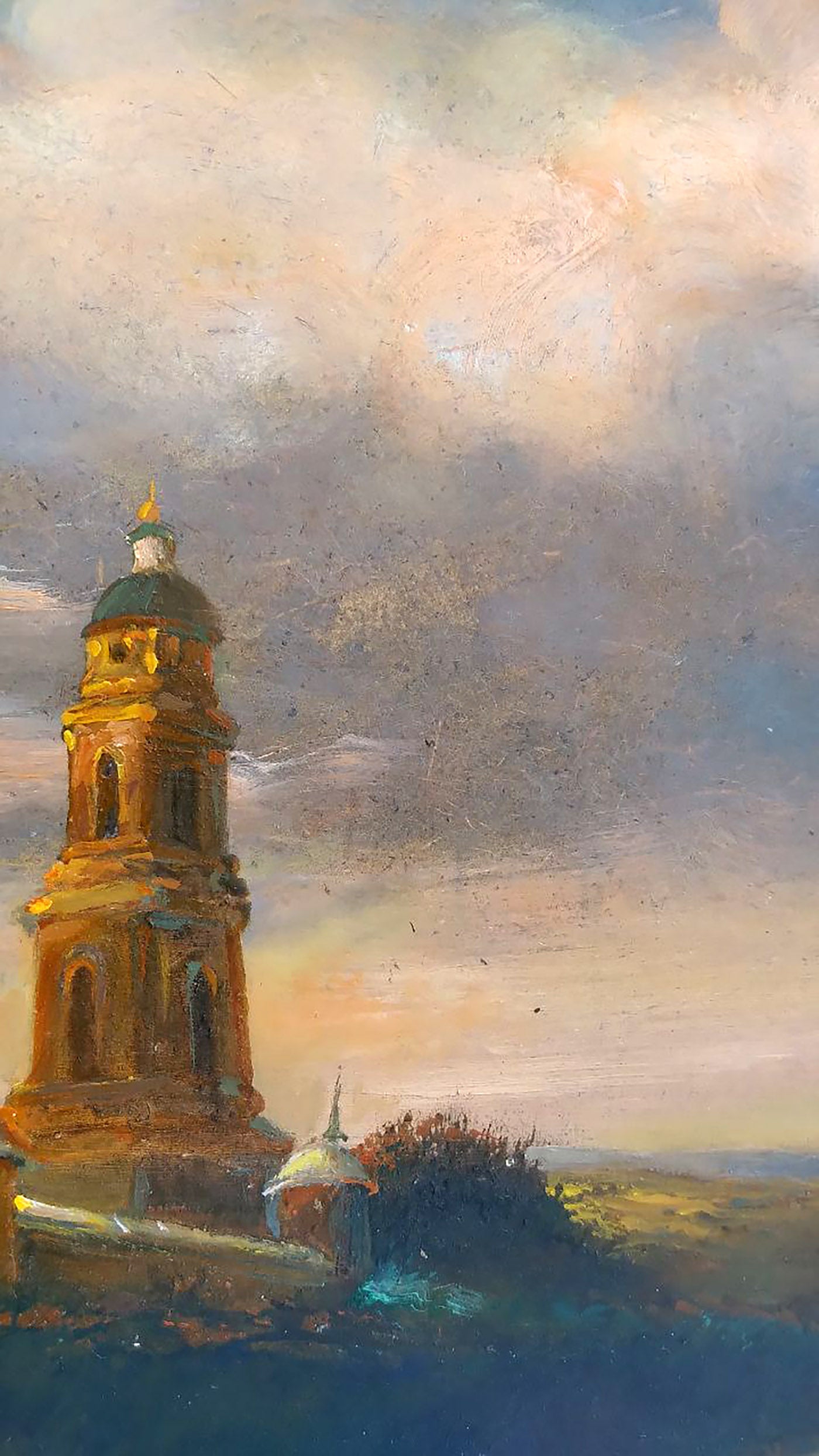 Oil painting Evening landscape Unknown author