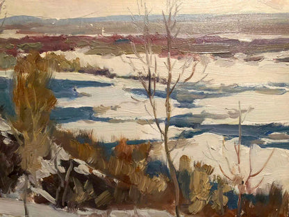 Oil painting Winter is quickly leaving Unknown artist