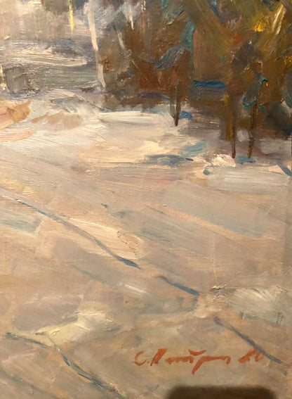 Oil painting Winter landscape Petrashevsky Stanislav Vasilievich