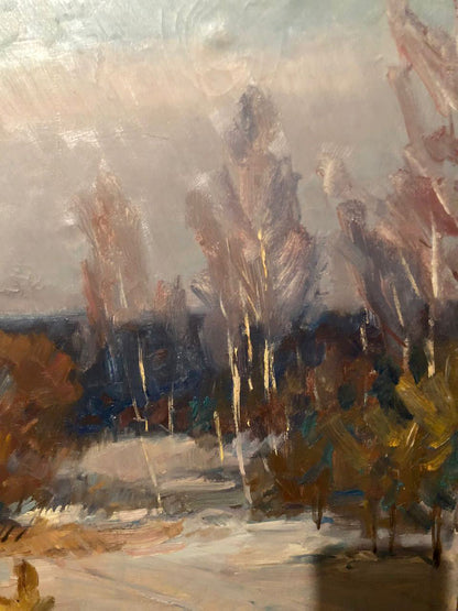 Oil painting Winter landscape Petrashevsky Stanislav Vasilievich