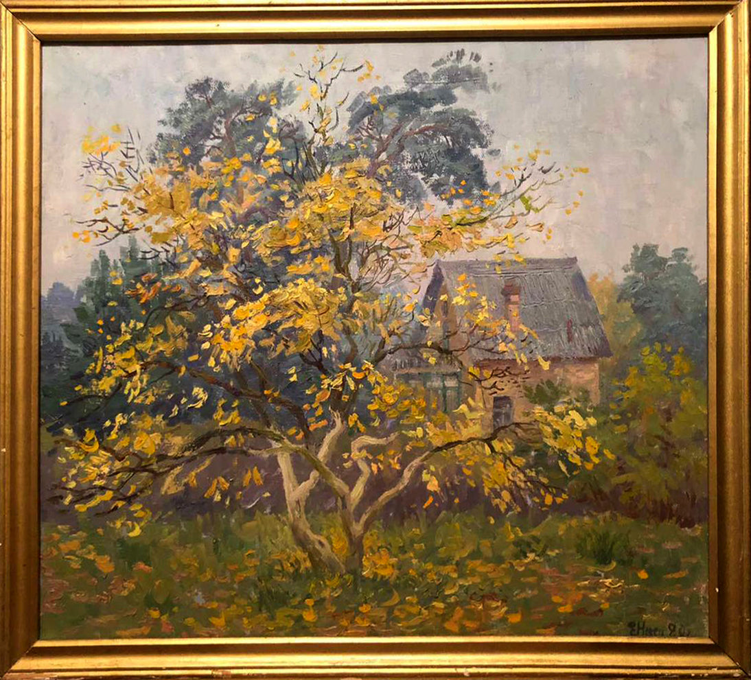 Oil painting In the garden Elena Genrikhovna Nechiporenko