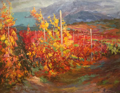 Oil painting Red vineyard Levichev Anatoly