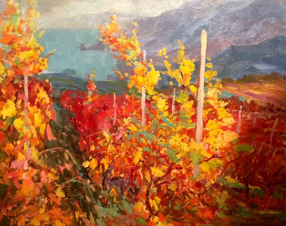 Oil painting Red vineyard Levichev Anatoly