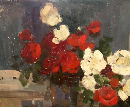 Oil painting Roses on the table