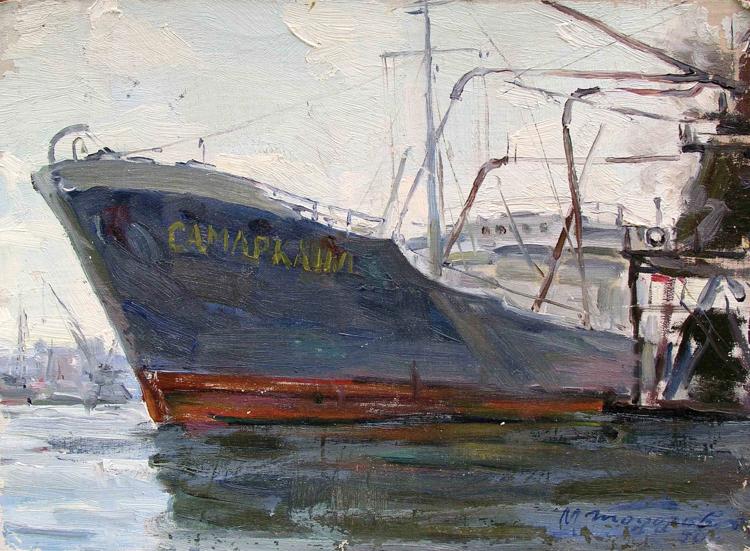Oil painting By the port Todorov Mikhail Dmitrievich