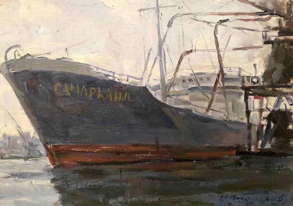 Oil painting By the port Todorov Mikhail Dmitrievich