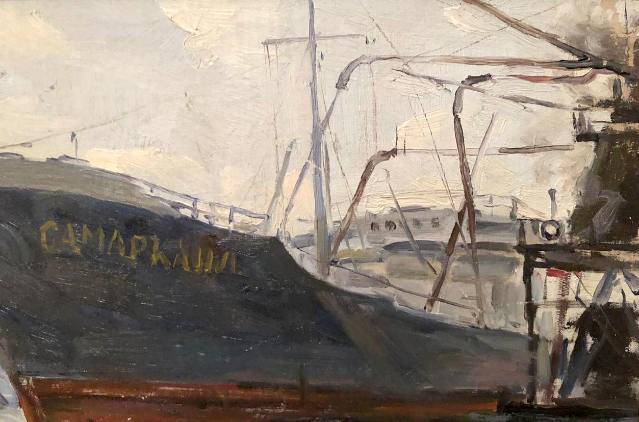 Oil painting By the port Todorov Mikhail Dmitrievich