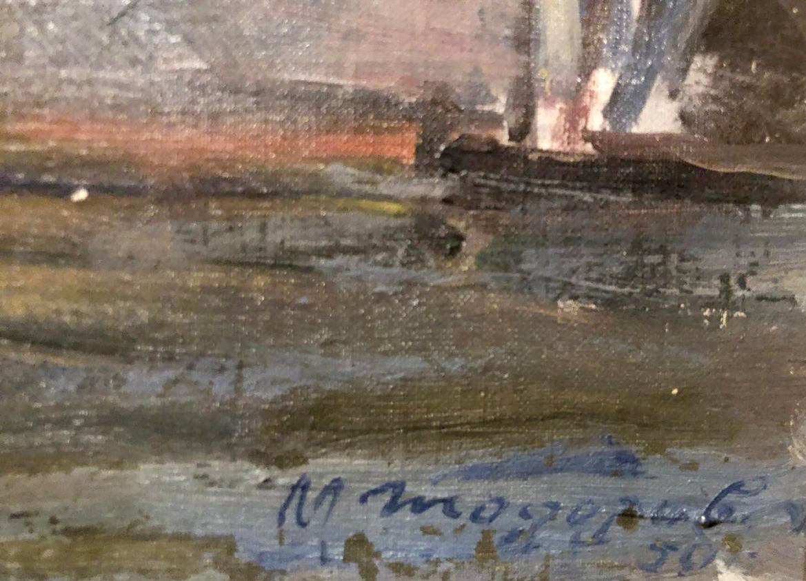 Oil painting By the port Todorov Mikhail Dmitrievich