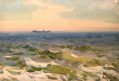 Oil painting Spring sea Strelov Arkady Efimovich