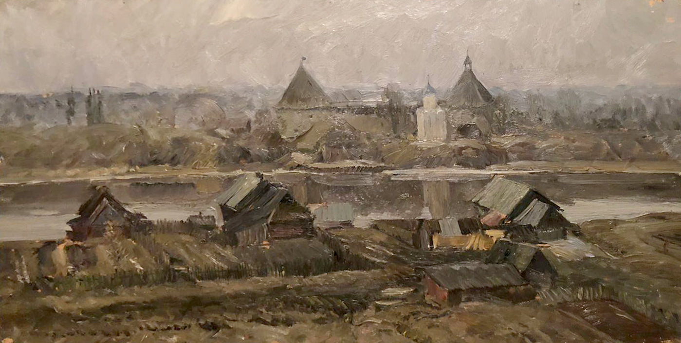 Oil painting Volkhov village Zhezher Anatoly Mikhailovich