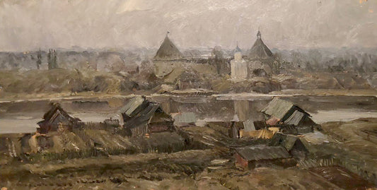 Oil painting Volkhov village Zhezher Anatoly Mikhailovich