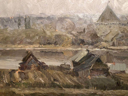 Oil painting Volkhov village Zhezher Anatoly Mikhailovich