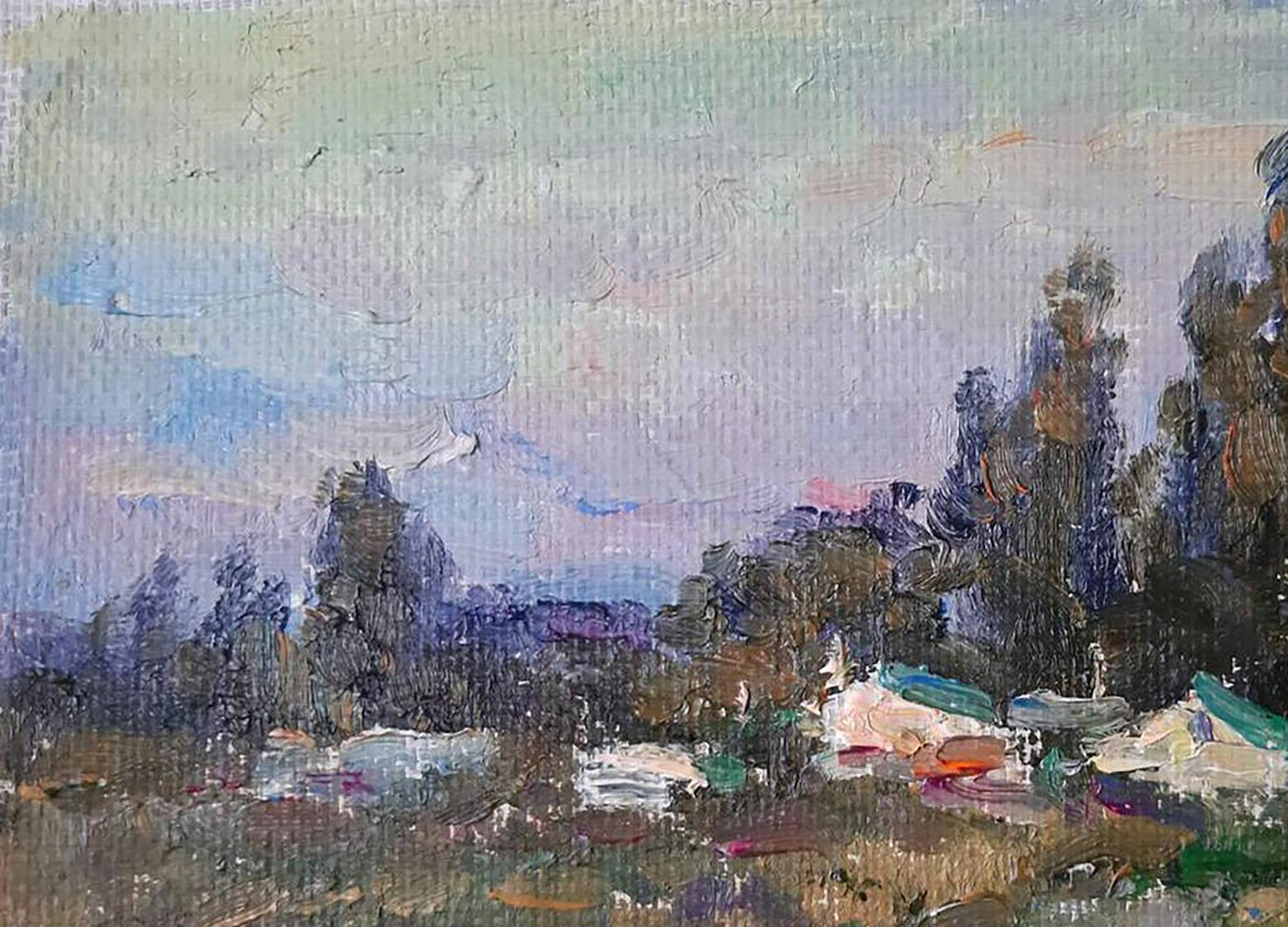 Oil painting Village landscape  Kovalenko Ivan Mikhailovich