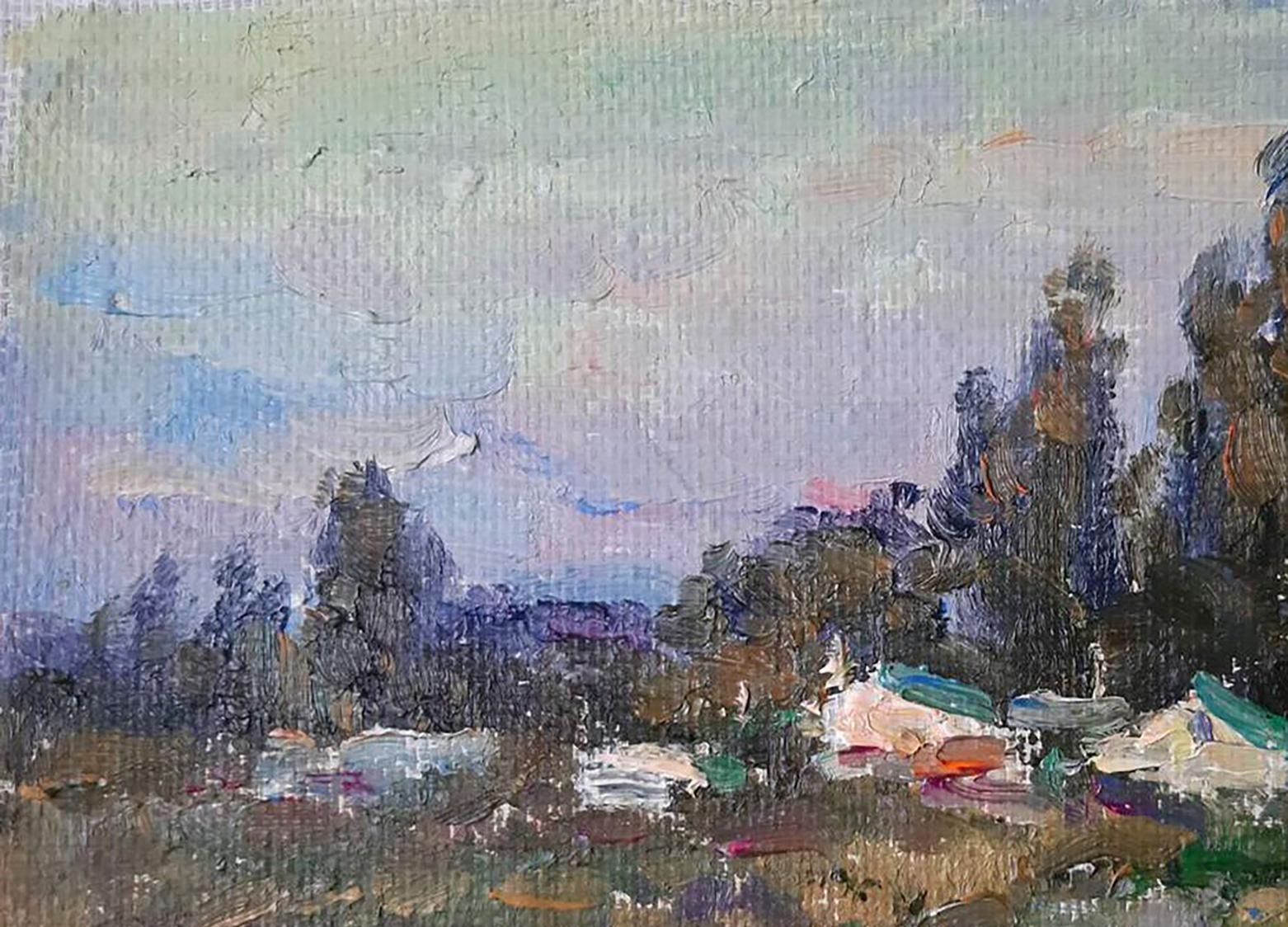 Oil painting Village landscape  Kovalenko Ivan Mikhailovich