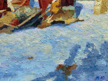 Stop at the Post Office depicted in oil paint by Vladimir Yakovlevich Yukin