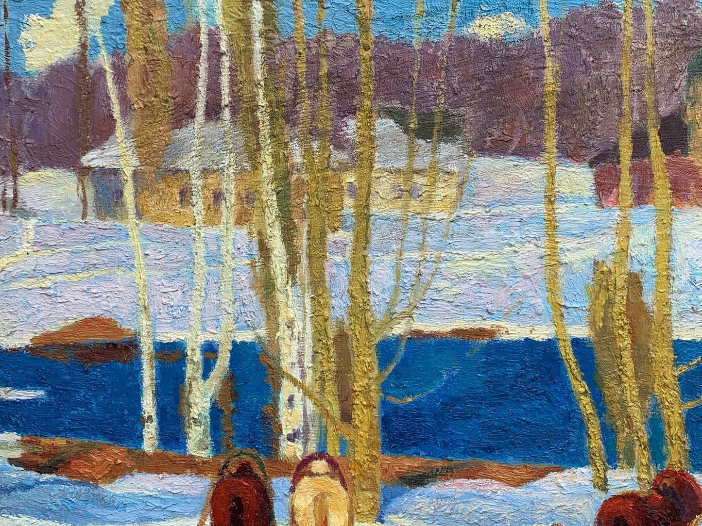 Stop at the Post Office captured on canvas in oil paint by Vladimir Yakovlevich Yukin