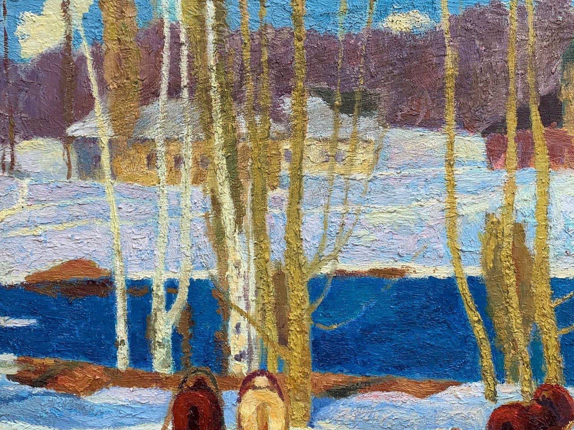 Stop at the Post Office captured on canvas in oil paint by Vladimir Yakovlevich Yukin