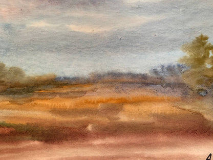 Watercolor painting Golden field A.Khorov