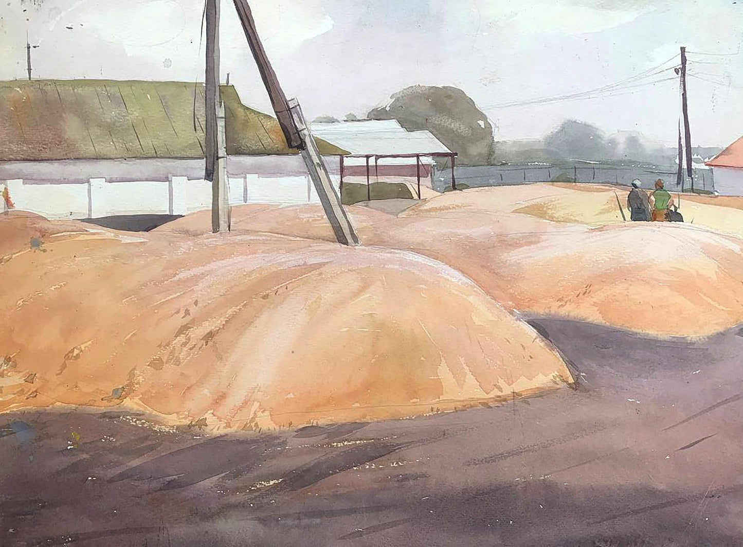 Watercolor painting On the farm Bloshenko Anatoly Mikhailovich