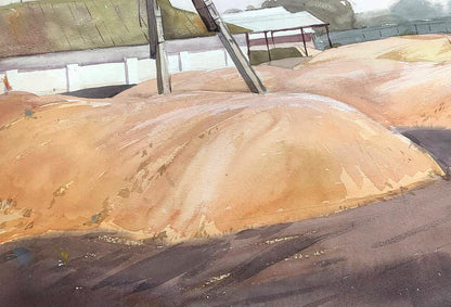 Watercolor painting On the farm Bloshenko Anatoly Mikhailovich