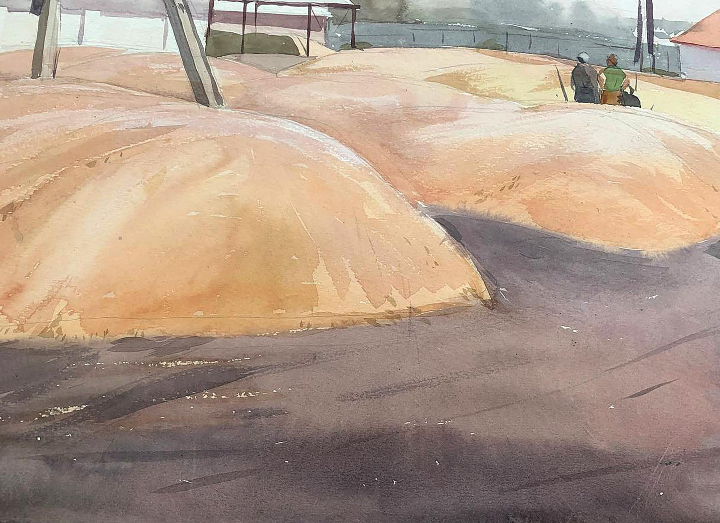 Watercolor painting On the farm Bloshenko Anatoly Mikhailovich