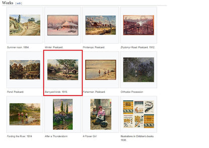 Oil painting Barnyard birds Vladimir Ivanovich Kozlovsky