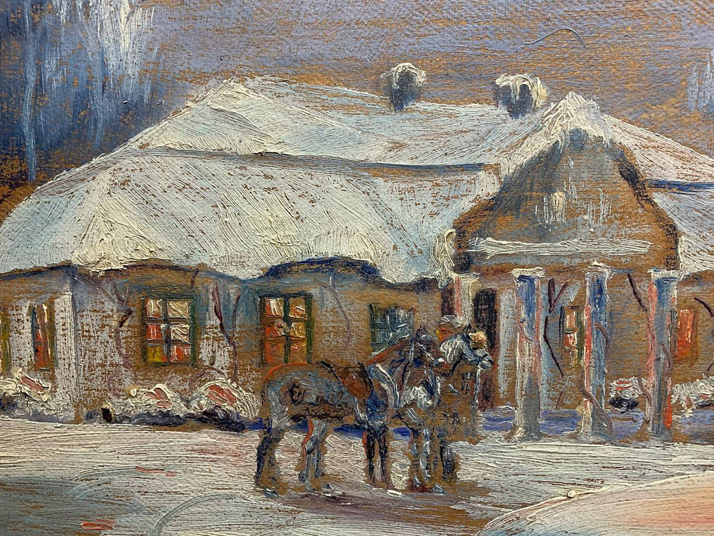 Oil painting Winter evening Yarotsky Stanislav (Jarocki)