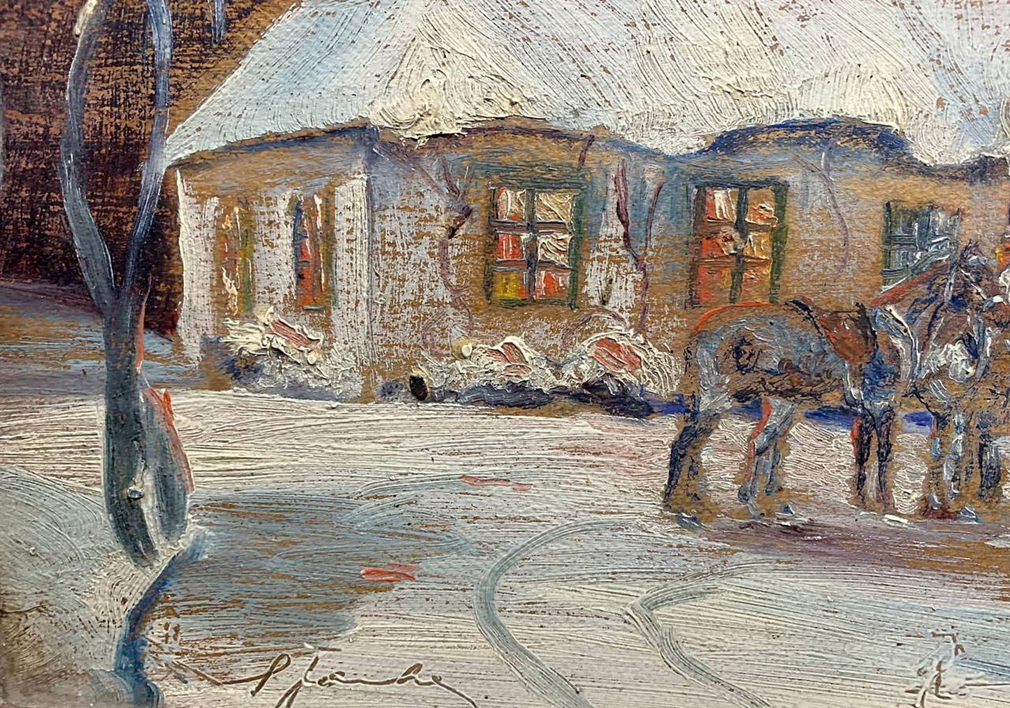 Oil painting Winter evening Yarotsky Stanislav (Jarocki)