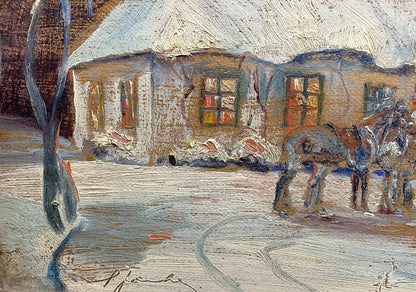Oil painting Winter evening Yarotsky Stanislav (Jarocki)