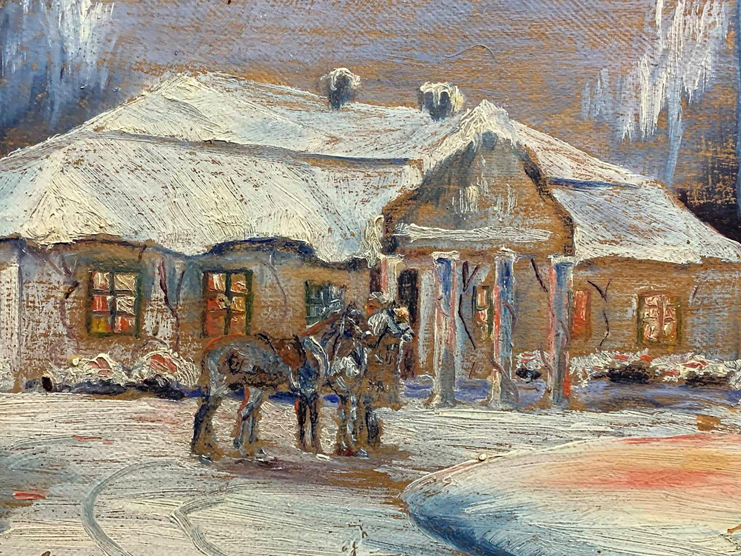 Oil painting Winter evening Yarotsky Stanislav (Jarocki)
