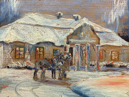 Oil painting Winter evening Yarotsky Stanislav (Jarocki)