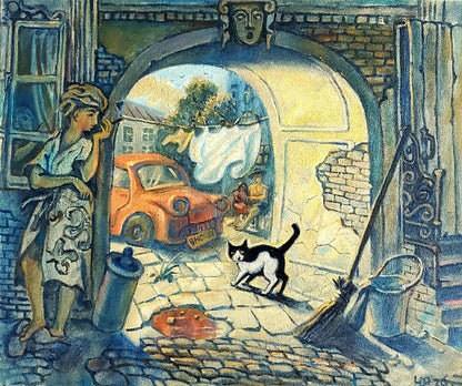 Oil painting Odessa courtyard Litvinov Daniil Olegovich