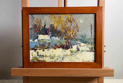 Oil painting Street in the snow Ivanyuk Alex