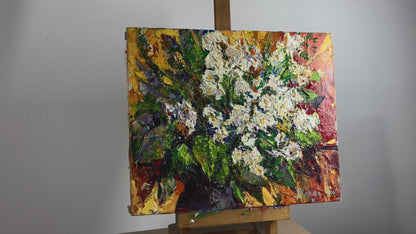Oil painting Bouquet of white flowers Oksana Ivanyuk
