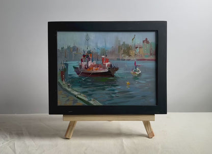 OIl painting Ship at the pier Yuriy Suprunchuk