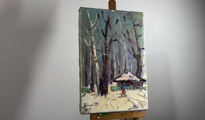Oil painting Winter skiing Alex Ivanyuk