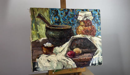 Oil painting Bread on the table Ivanyuk Oksana