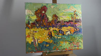 Abstract oil painting Golden stubble Ivanyuk Alex