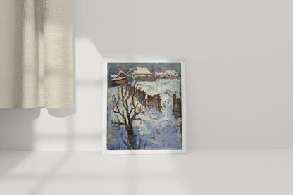 Oil Painting Nature Landscape VillageWinter Landscape